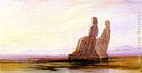Edward Lear The Plain Of Thebes With Two Colossi painting